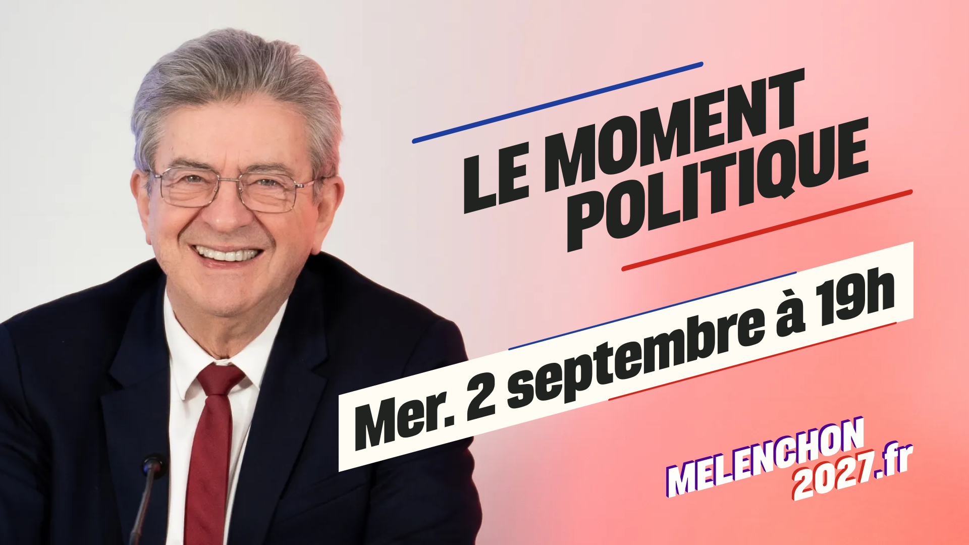 Jean-Luc Mélenchon lors de sa conférence « Le Moment Politique », Paris, 2 septembre 2026.